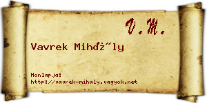 Vavrek Mihály névjegykártya
