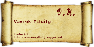 Vavrek Mihály névjegykártya